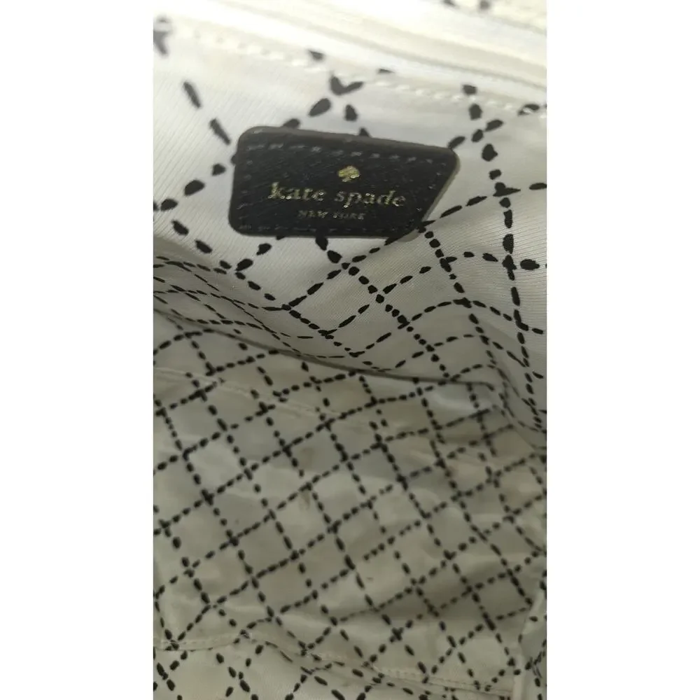Kate Spade Women Black Geometric Saffiano Leather Satchel Top Handle Medium Bag